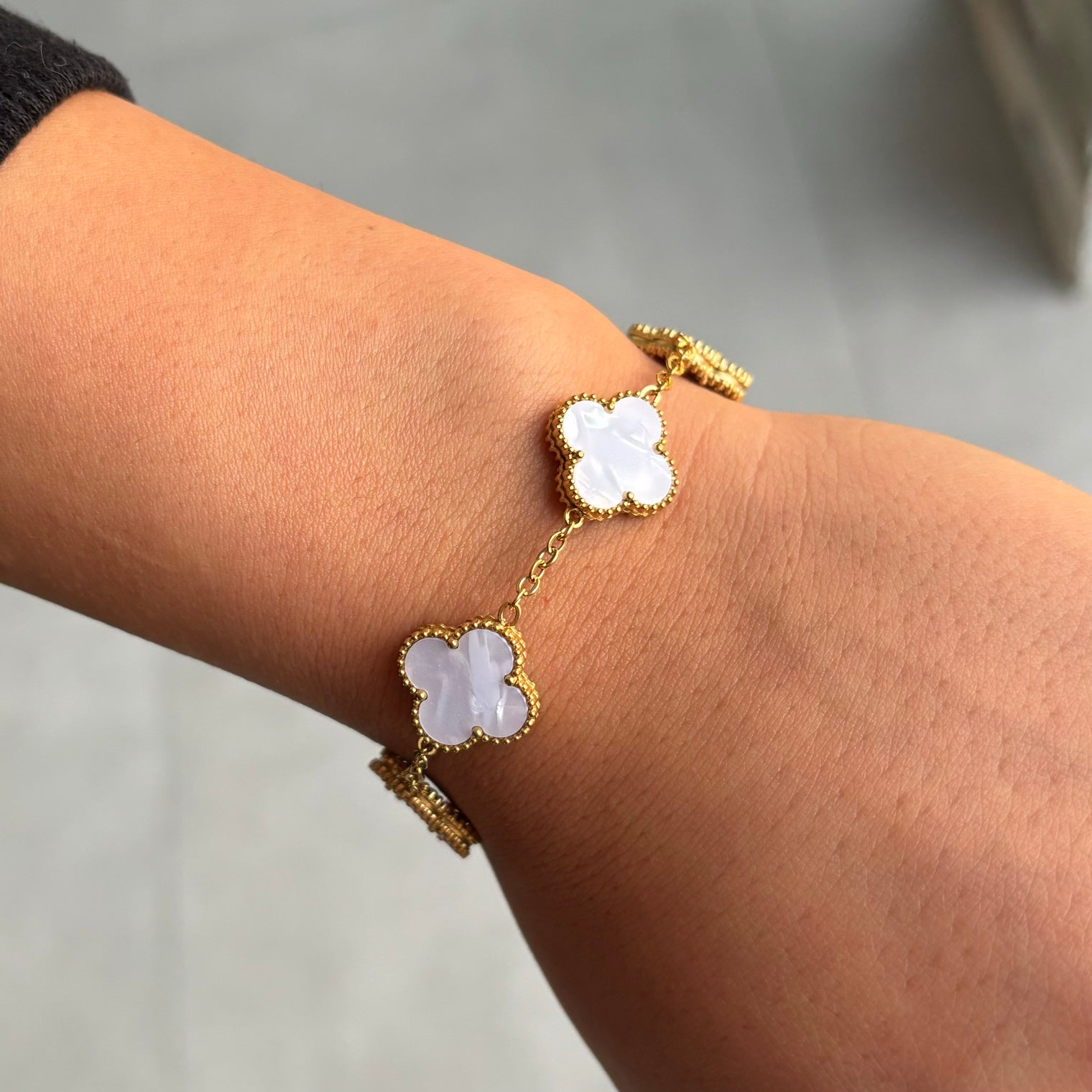Lucky Girl Clover Bracelet - White
