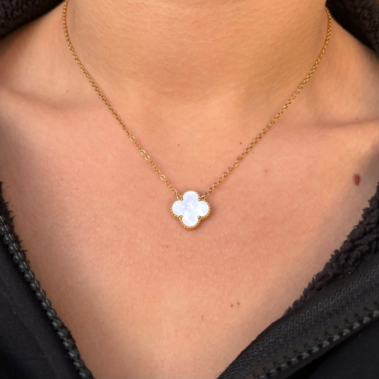 Lucky Girl Clover Necklace - White