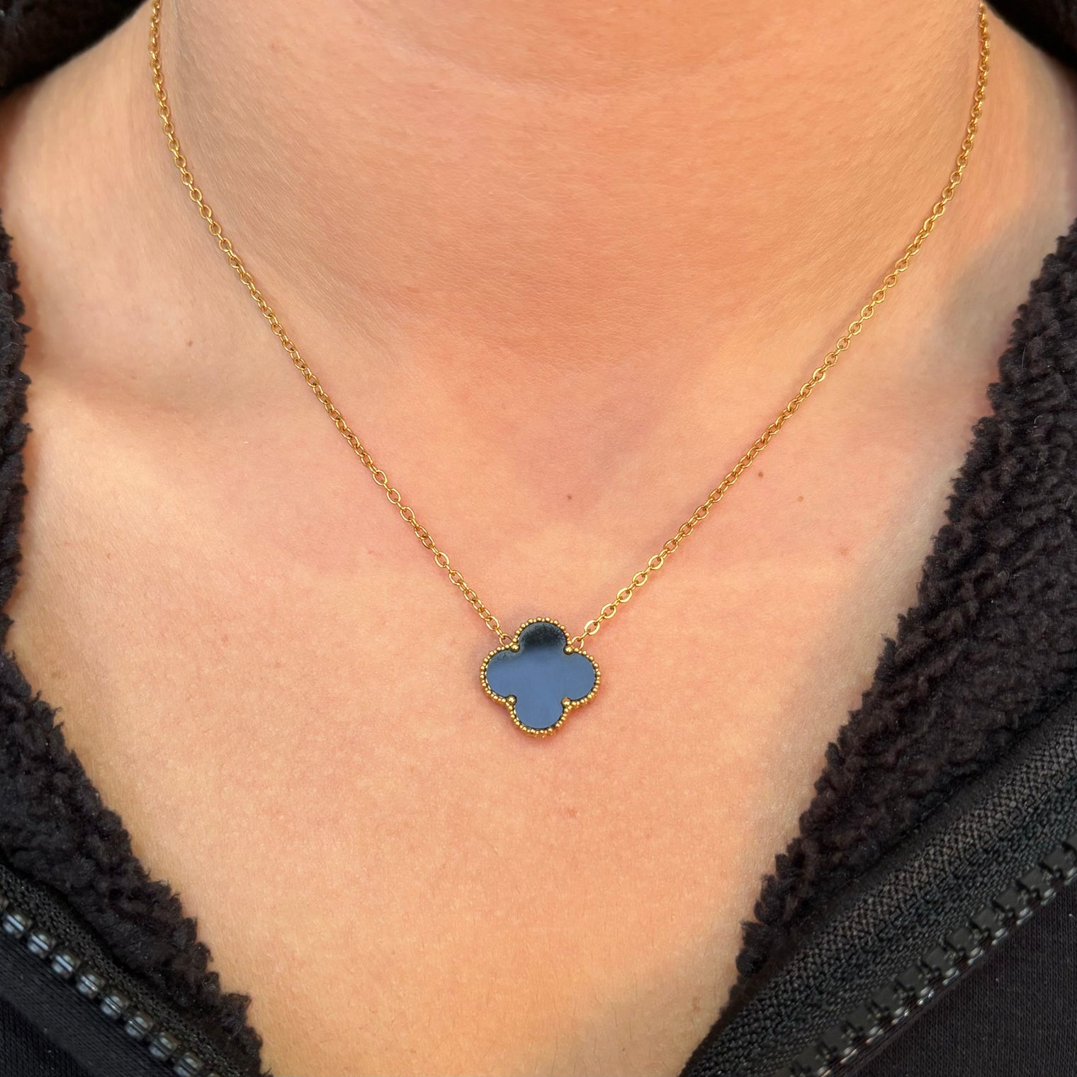 Lucky Girl Clover Necklace - Black