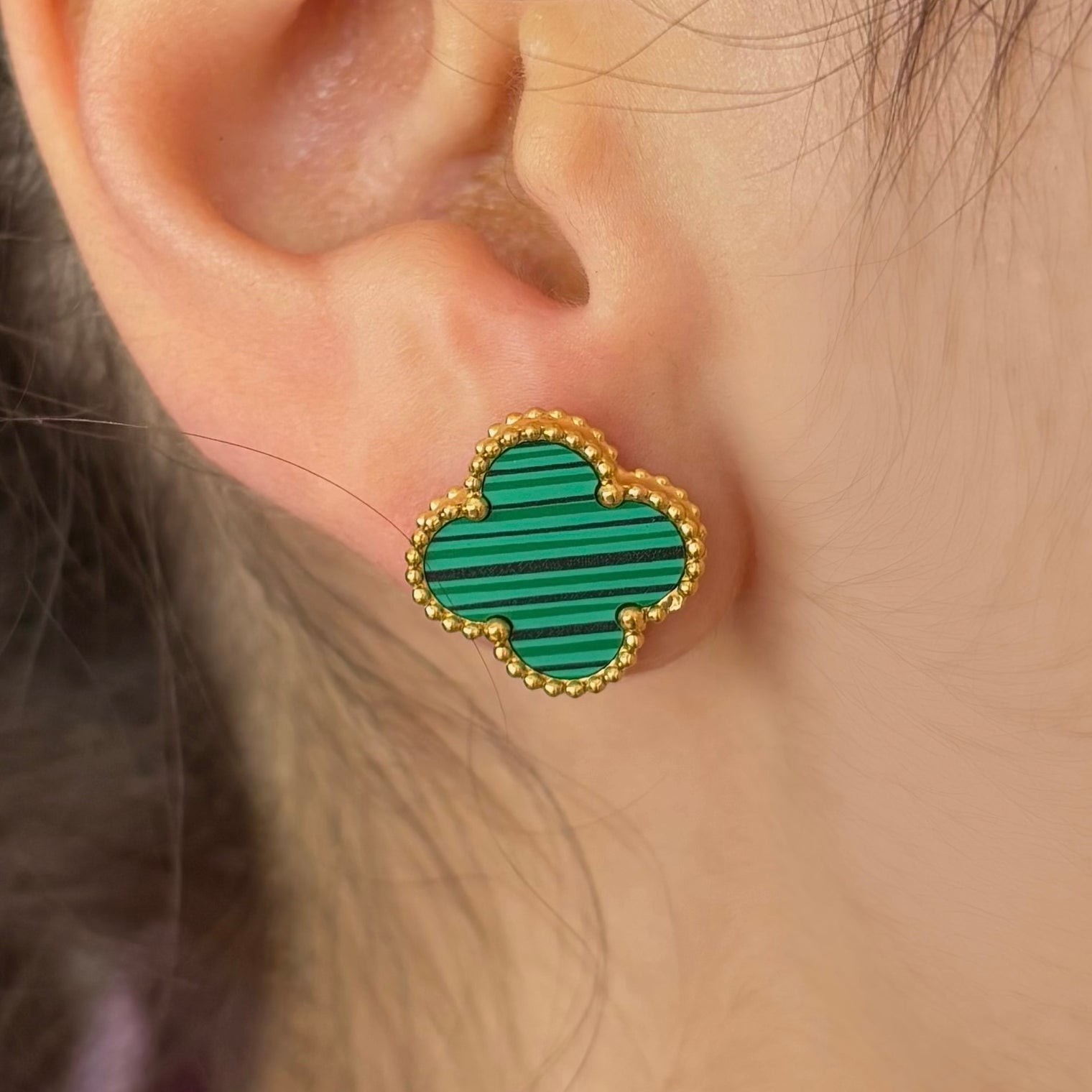 Lucky Girl Clover Studs - Emerald