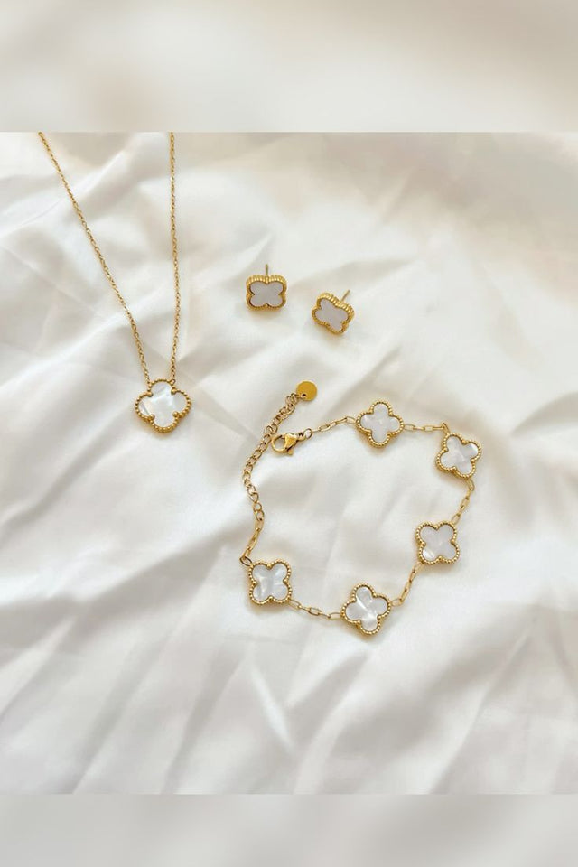 Lucky Girl Clover Bracelet - White