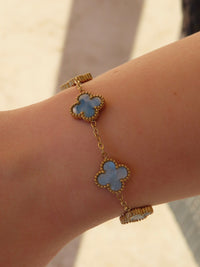 Pearl Blue Clover Bracelet