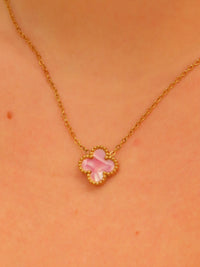 Pearl Pink Clover Necklace