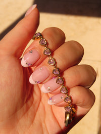 Pink Hearts Tennis Bracelet