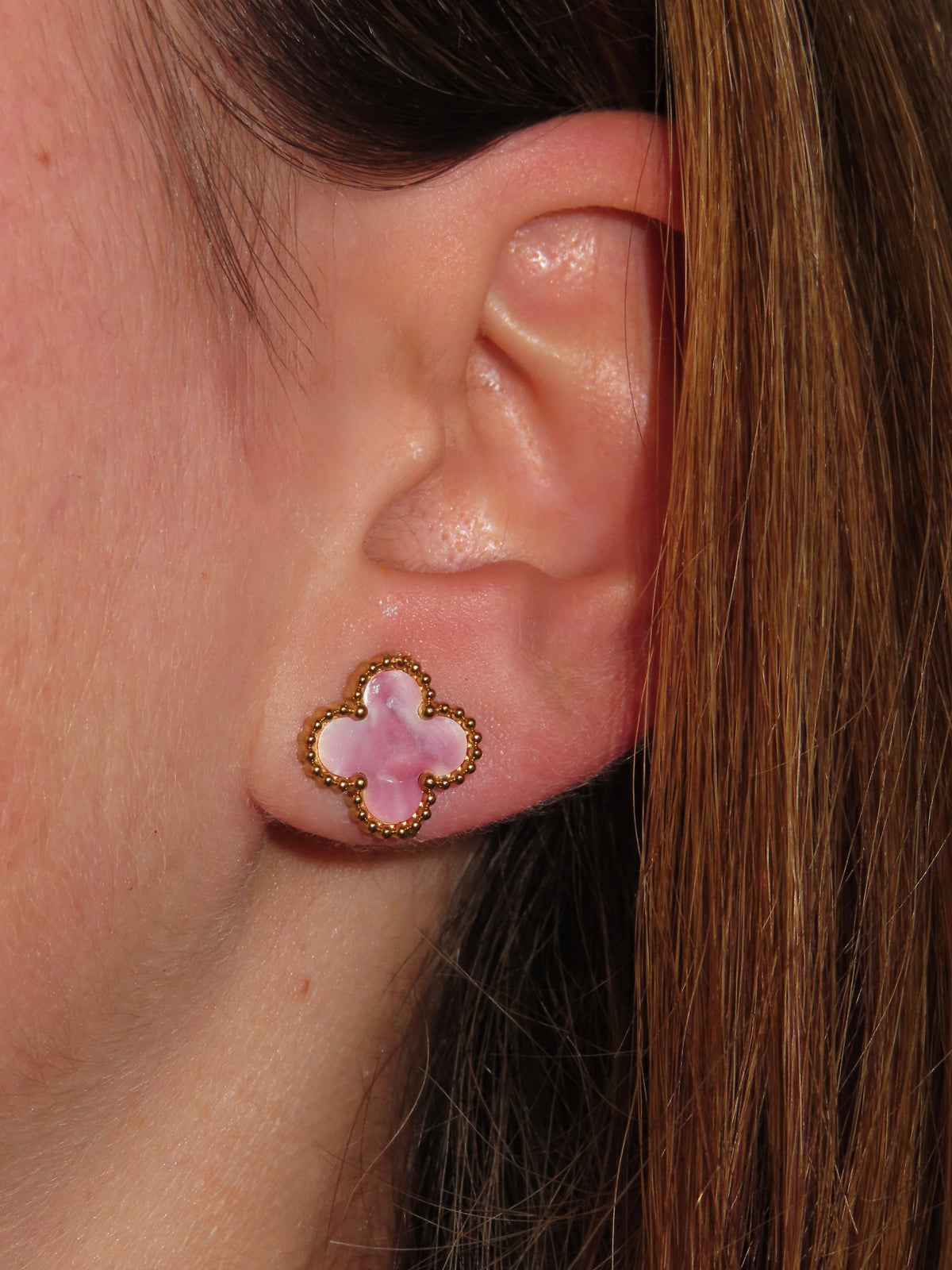 Pearl Pink Clover Studs