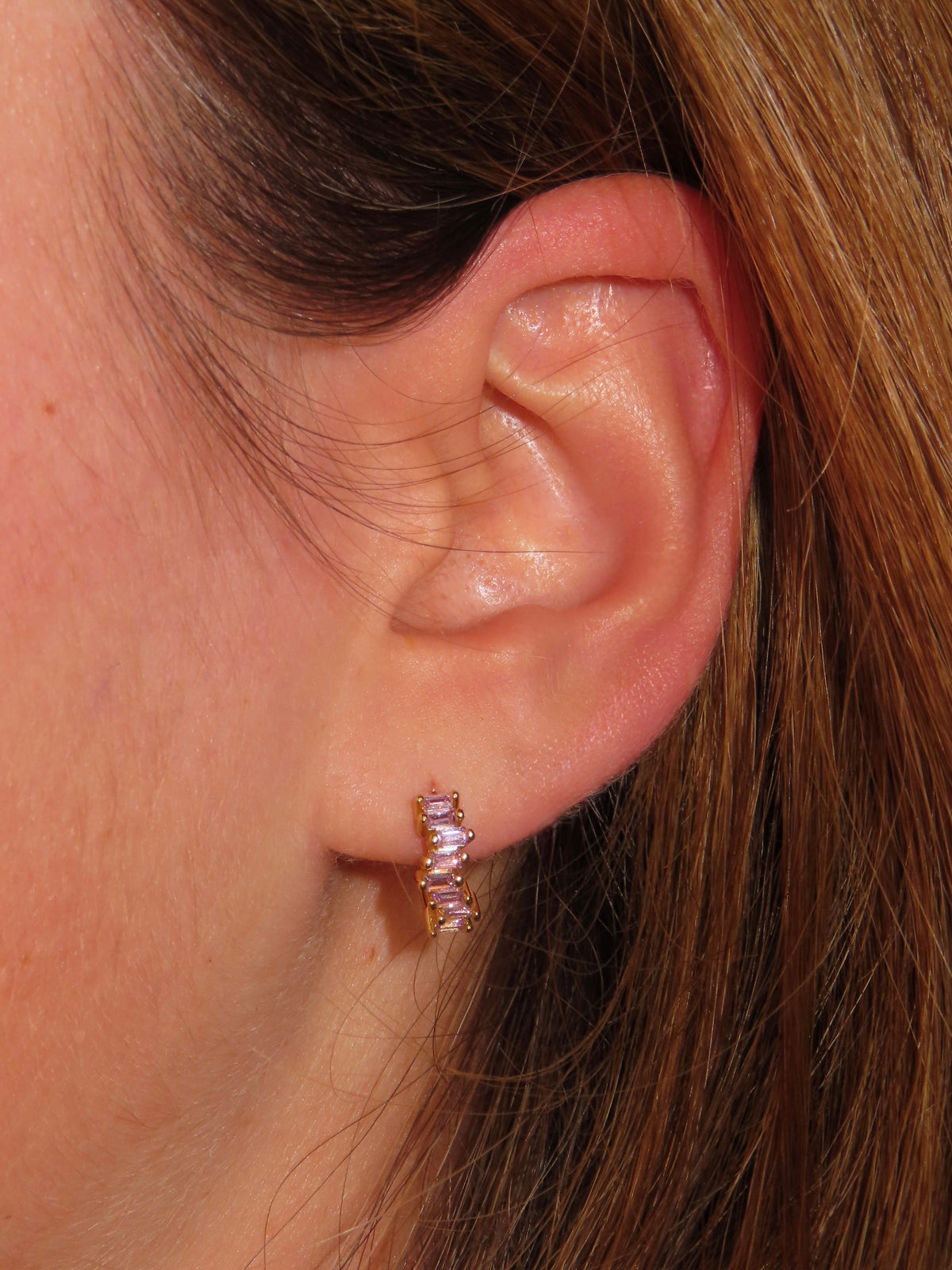 Baby Pink Diamonte Hoops