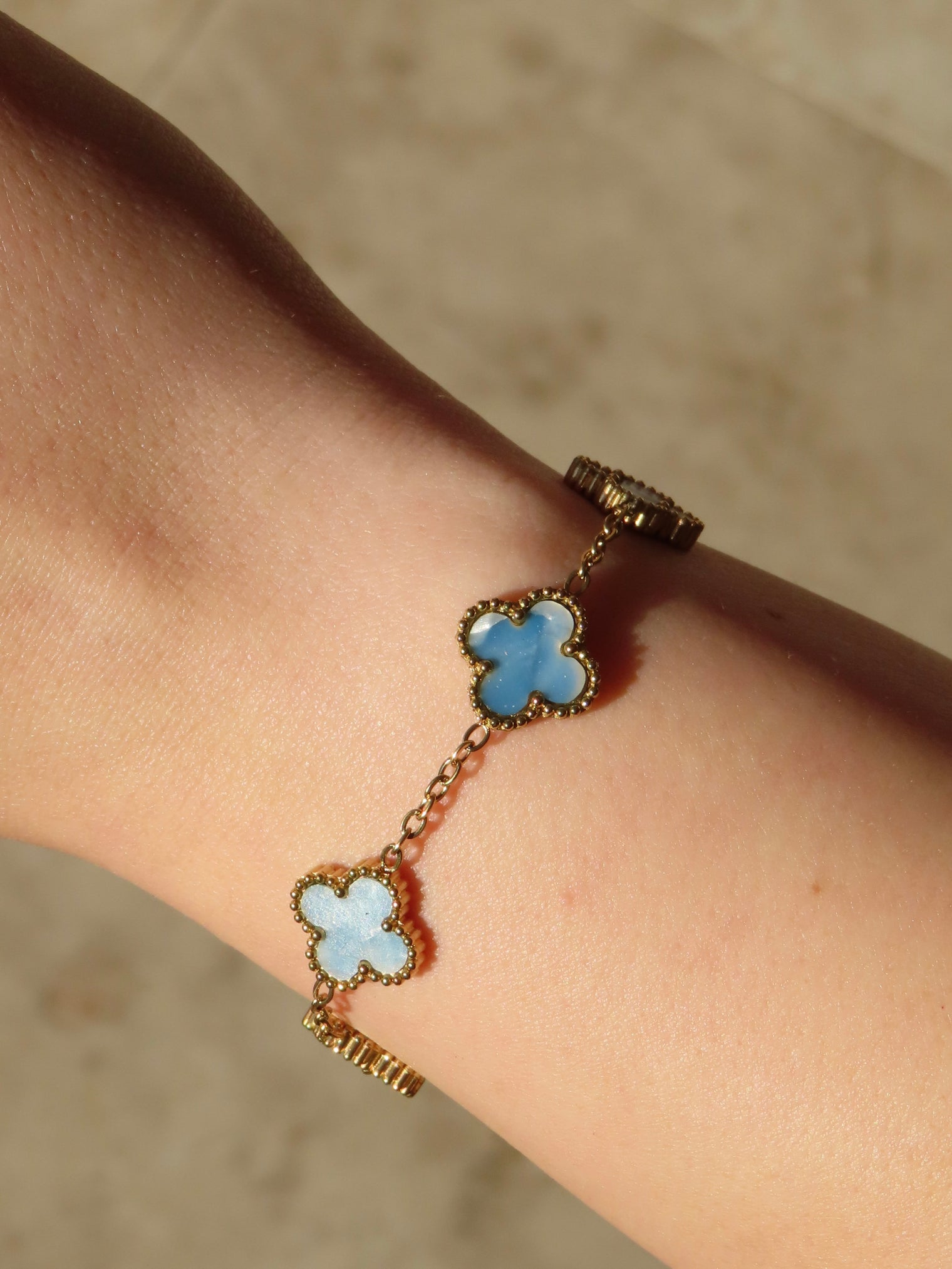 Pearl Blue Clover Bracelet