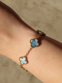 Pearl Blue Clover Bracelet