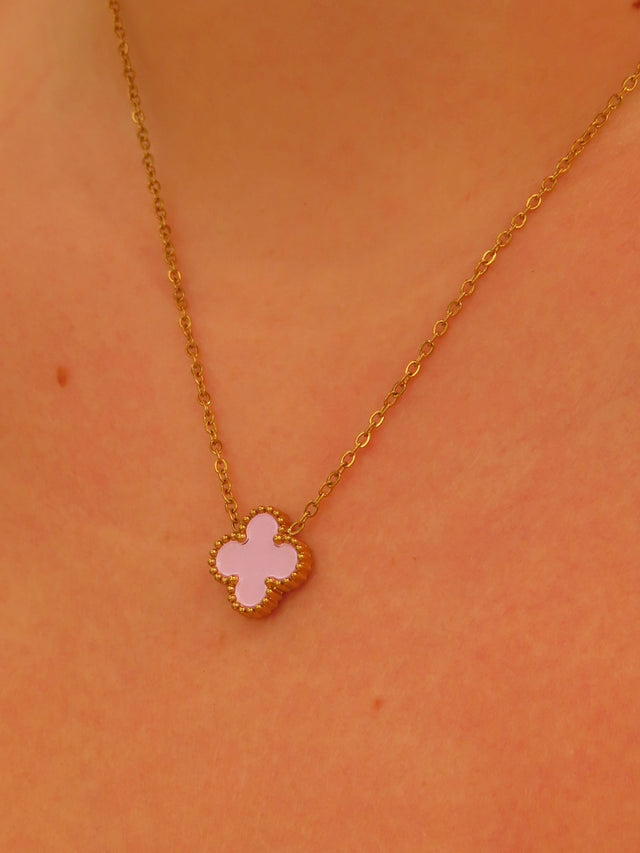 Baby Pink Clover Necklace