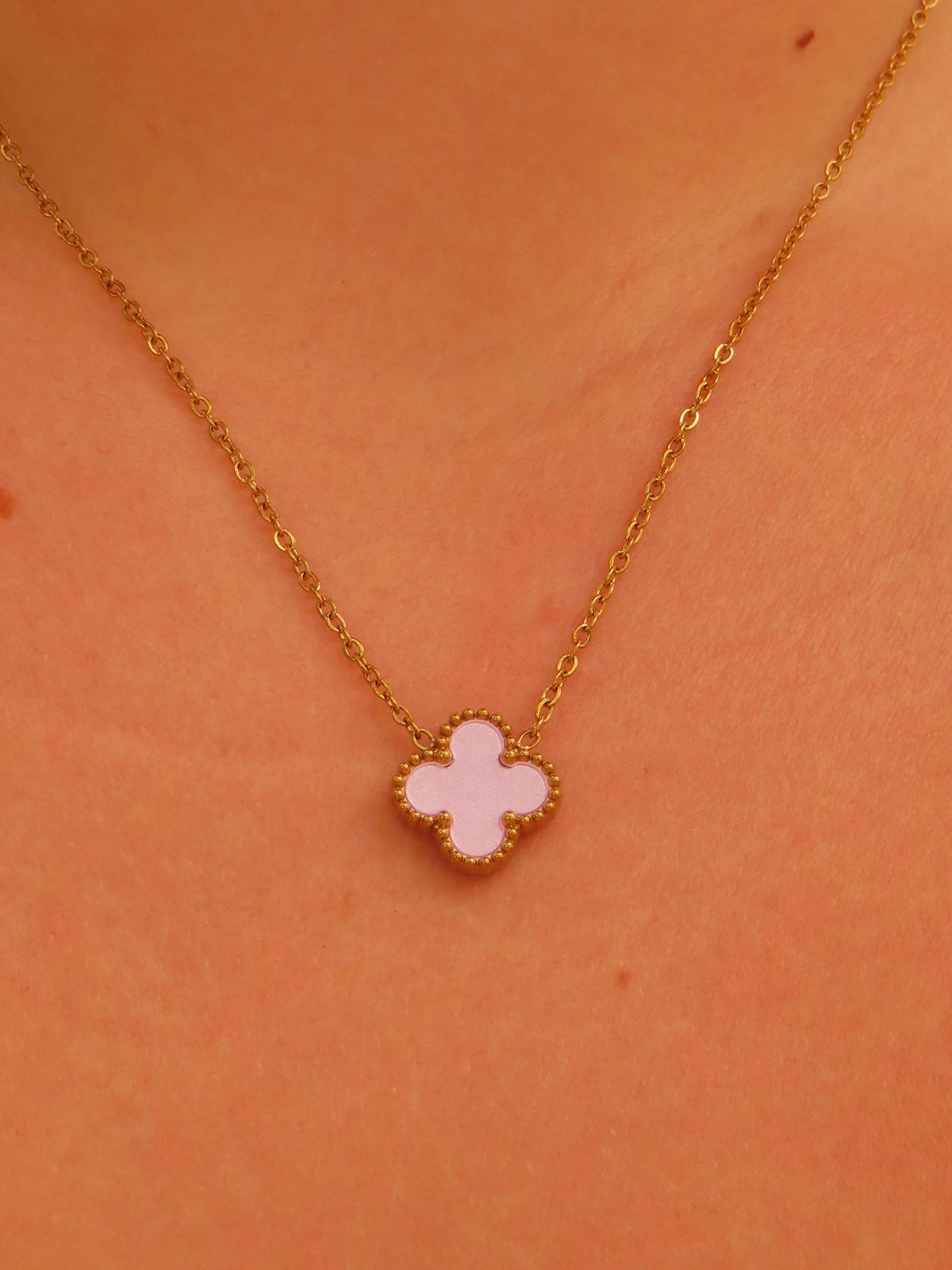Baby Pink Clover Necklace