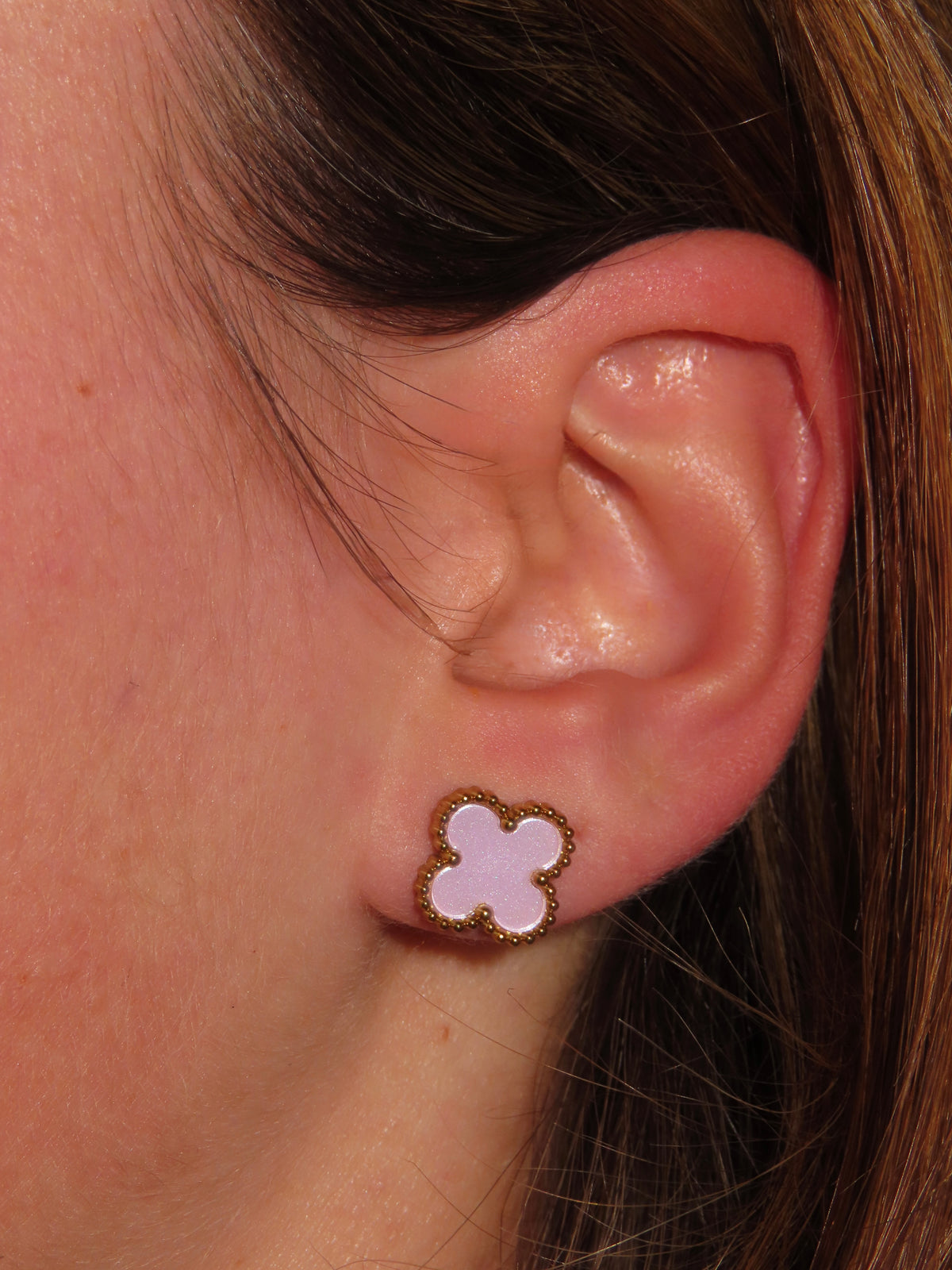 Baby Pink Clover Studs