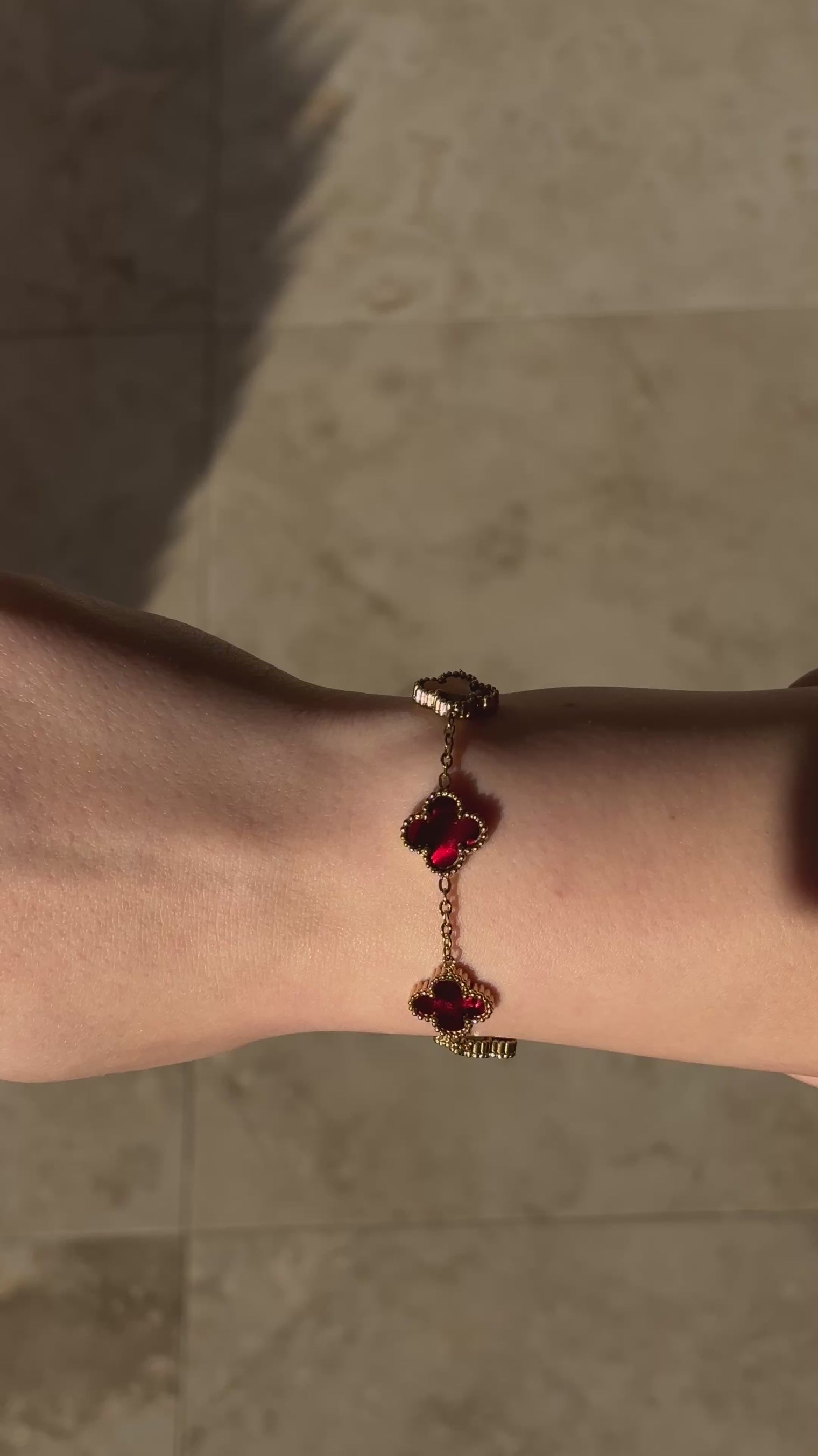 Burgundy Clover Bracelet